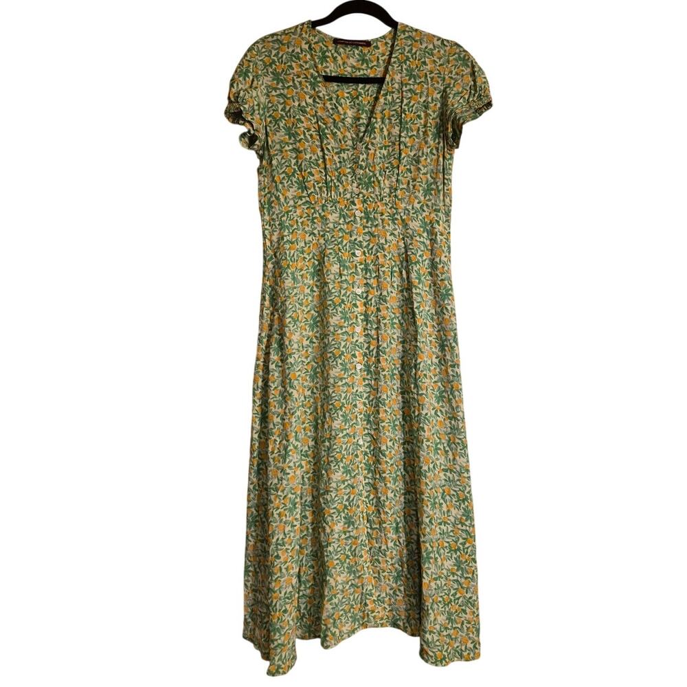 Comptoir des Cotonniers Floral Rayon Button Front Siclian Midi Dress